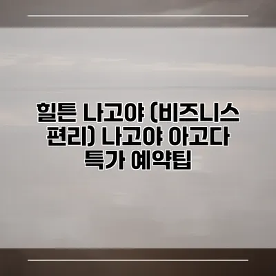 힐튼 나고야 (비즈니스 편리) 나고야 아고다 특가 예약팁